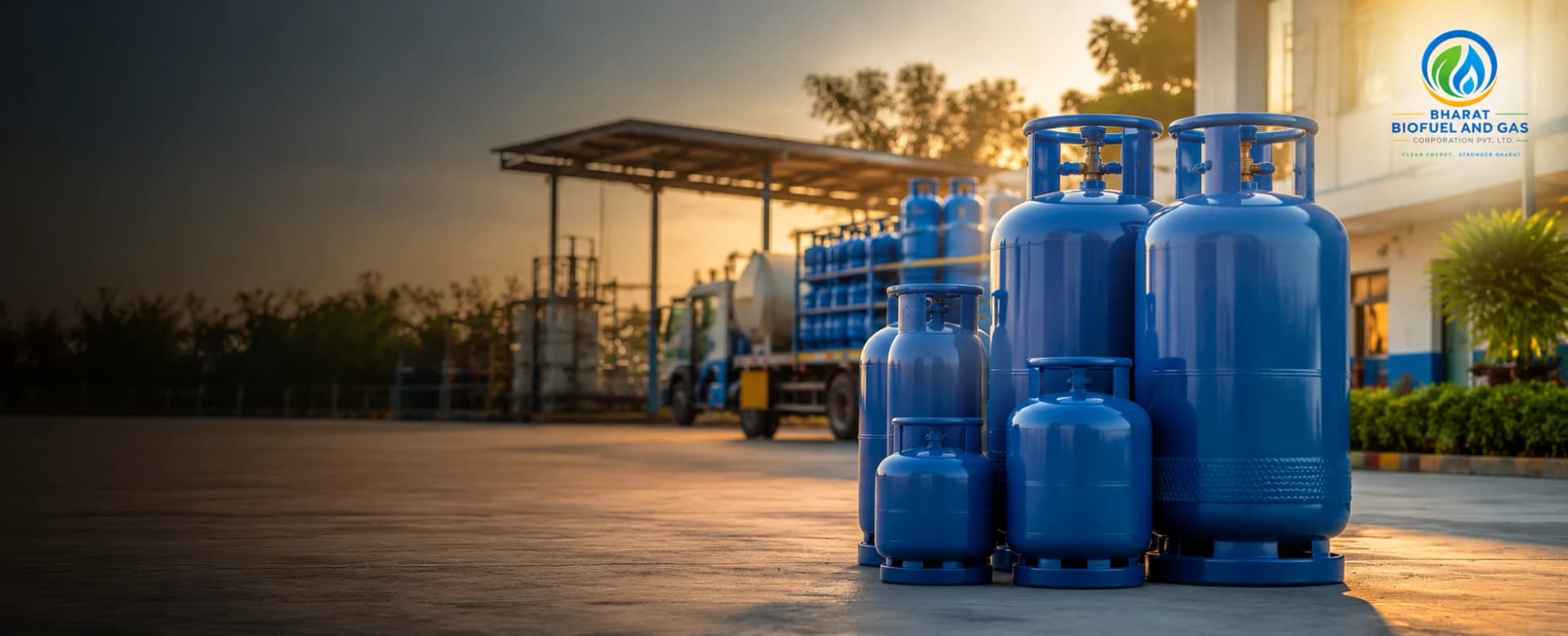 LPG cylinders staged for distribution at a filling and storage facility